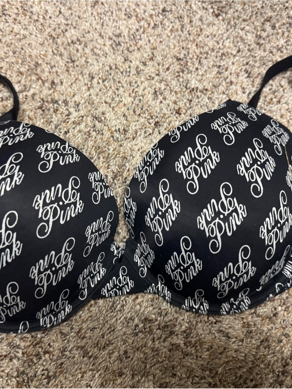 Victoria's Secret Black Bra with White Script Logo